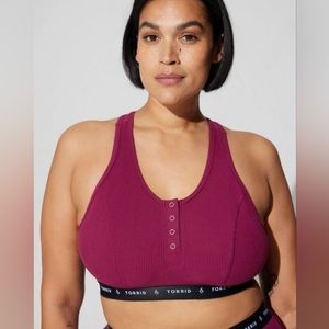 TORRID Lightly Lined Rib Henley Bralette - Navarro Pink